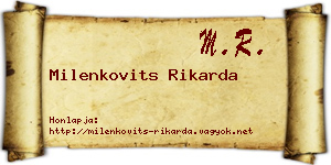 Milenkovits Rikarda névjegykártya